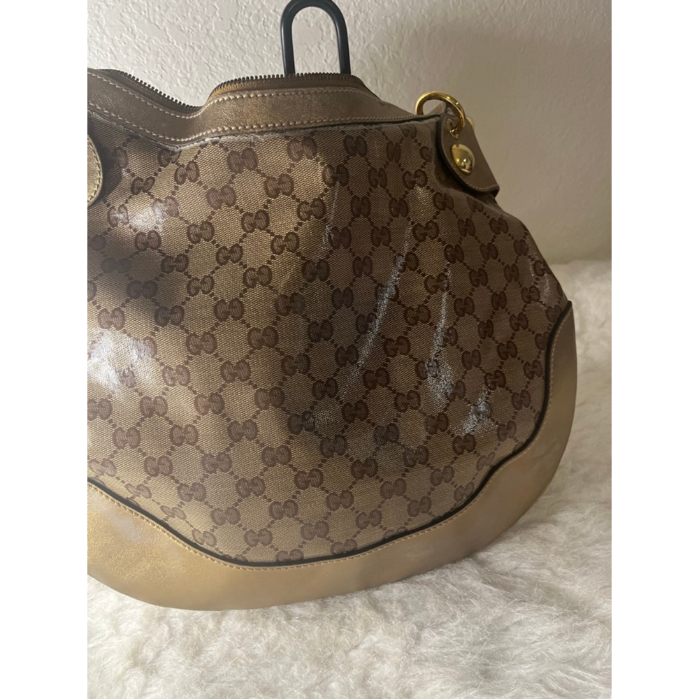 Gucci GG Signature and Studded Metallic Leather Babouska Hobo Bag. - Picture 5 of 14